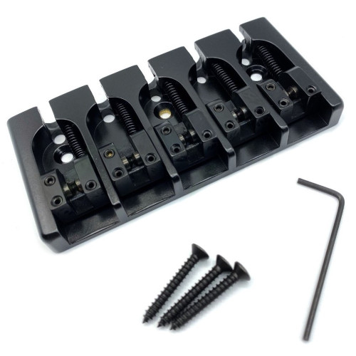 Hipshot – A-Style Bridge for 5-string Bass Guitar, Black (5A500BB-708)