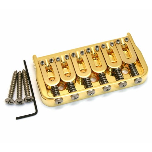 Hipshot 6 String Fixed Guitar Bridge 41060G Gold