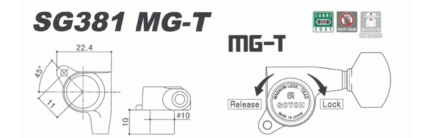 Gotoh SG381-07 Single Machine Head MG-T Locking Right Side 18,5mm Black 