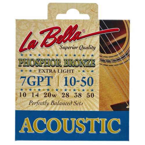 LaBella 7GPT Phosphor Bronze- Extra Light USA  Acoustic Guitar String 10-50