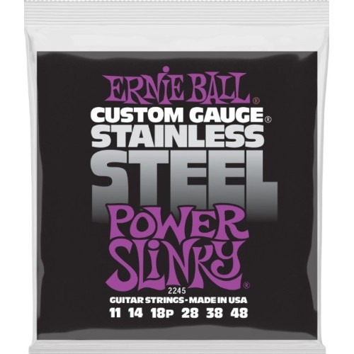 Ernie Ball Stainless Steel Power Slinky Electric Guitar Strings .011-048