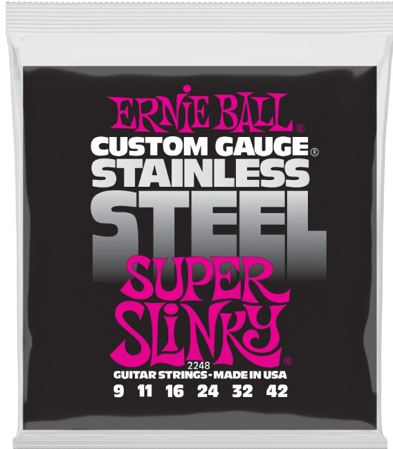 Ernie Ball 2248 Stainless Steel Super Slinky Electric Guitar Strings .009-042
