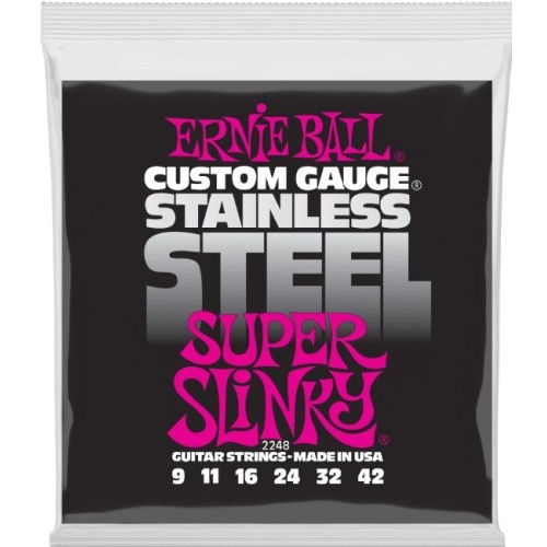 Ernie Ball Stainless Steel Super Slinky Electric Guitar Strings .009-042
