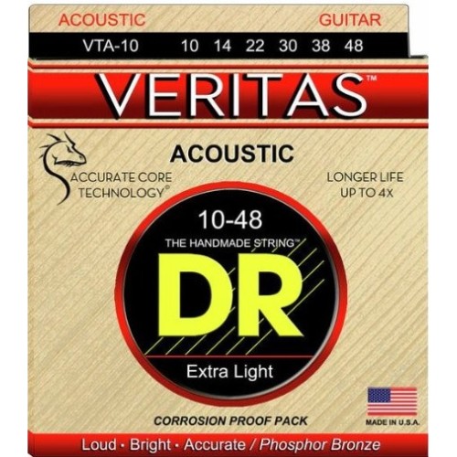 DR Strings Veritas VTA-10 Acoustic Guitar Strings 10-48 Bulk
