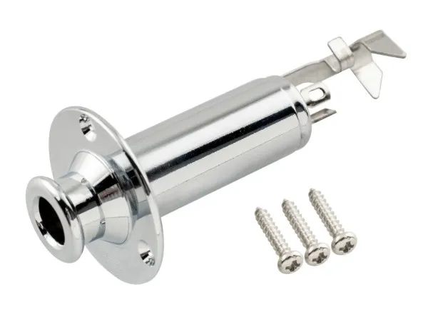 Partsland 1/4 Inch Mono/Stereo Endpin Výstupný Jack Chrom