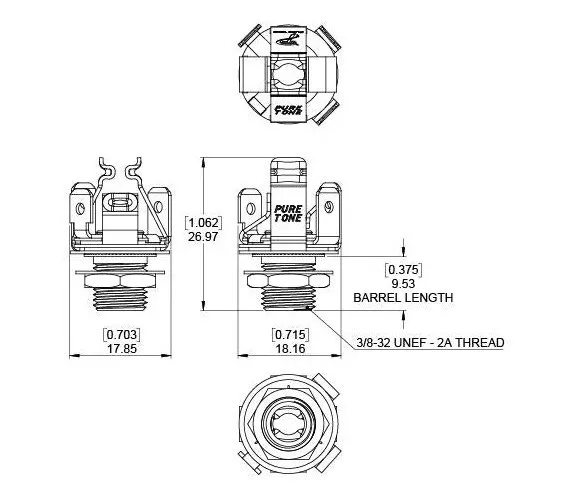 Pure Tone PTT2BN Stereo Multi-Contact 1/4″ Výstupný Jack Čierna 