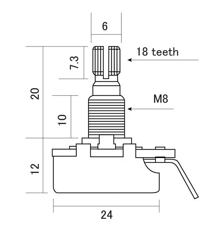 Hosco Potenciometer Alpha A(log)250K  