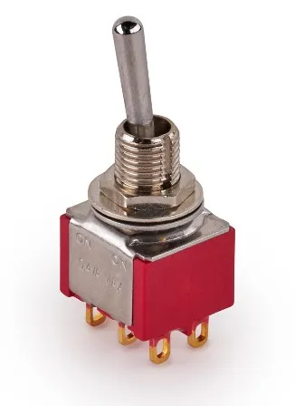 Taiway DP-1 MINI prepínač ON/ON 6-pin s dlhým hriadeľom – Chróm Taiway DP-1 MINI prepínač ON/ON 6-pin s dlhým hriadeľom – Chróm