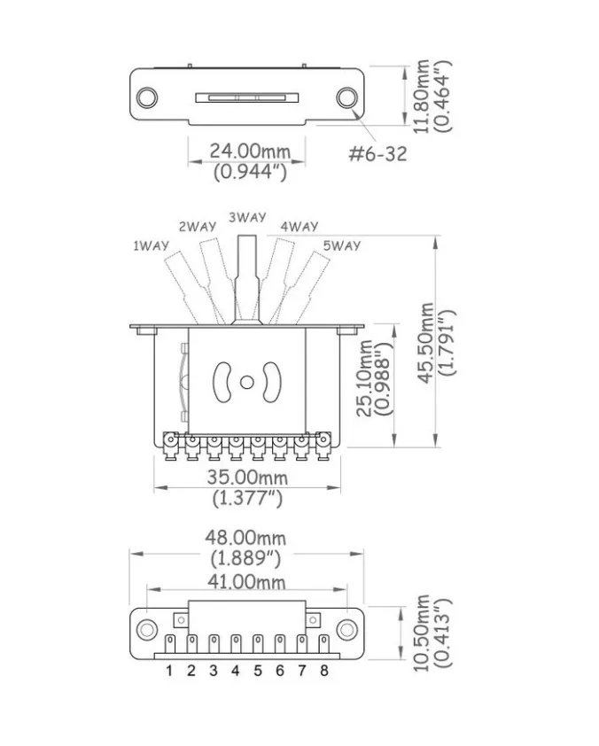 Partsland 5-polový páčkový prepínač Alphana elektrickú gitaru, Biely gombík Partsland 5-polový páčkový prepínač Alphana elektrickú gitaru, Biely gombík