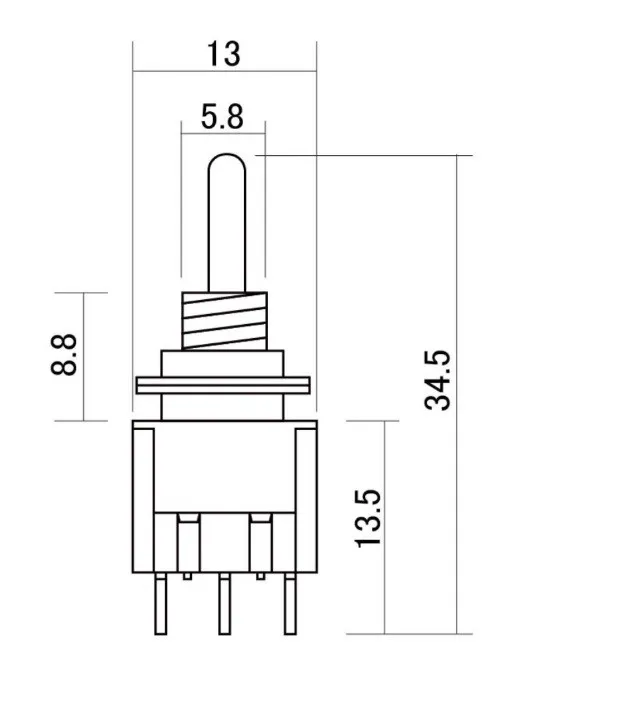 Hosco Mini prepínač MS 500 BK ON-ON-ON
