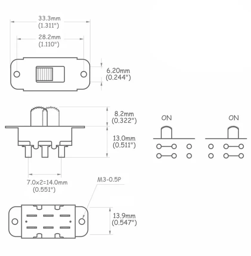 Partsland Posuvný Prepínač ON-ON pre Gitary Jazzmaster a Jaguar, Čierny gombík Partsland Posuvný Prepínač ON-ON pre Gitary Jazzmaster a Jaguar, Čierny gombík