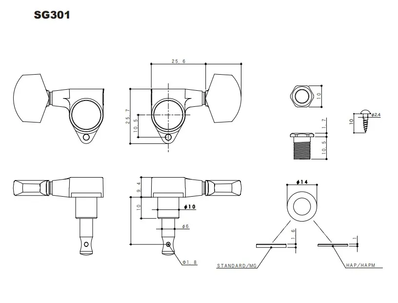 Gotoh SG301-04 Ladiace Mechaniky pre Gitaru Sada 3L+3R Čierna Gotoh SG301-04 Ladiace Mechaniky pre Gitaru Sada 3L+3R Čierna