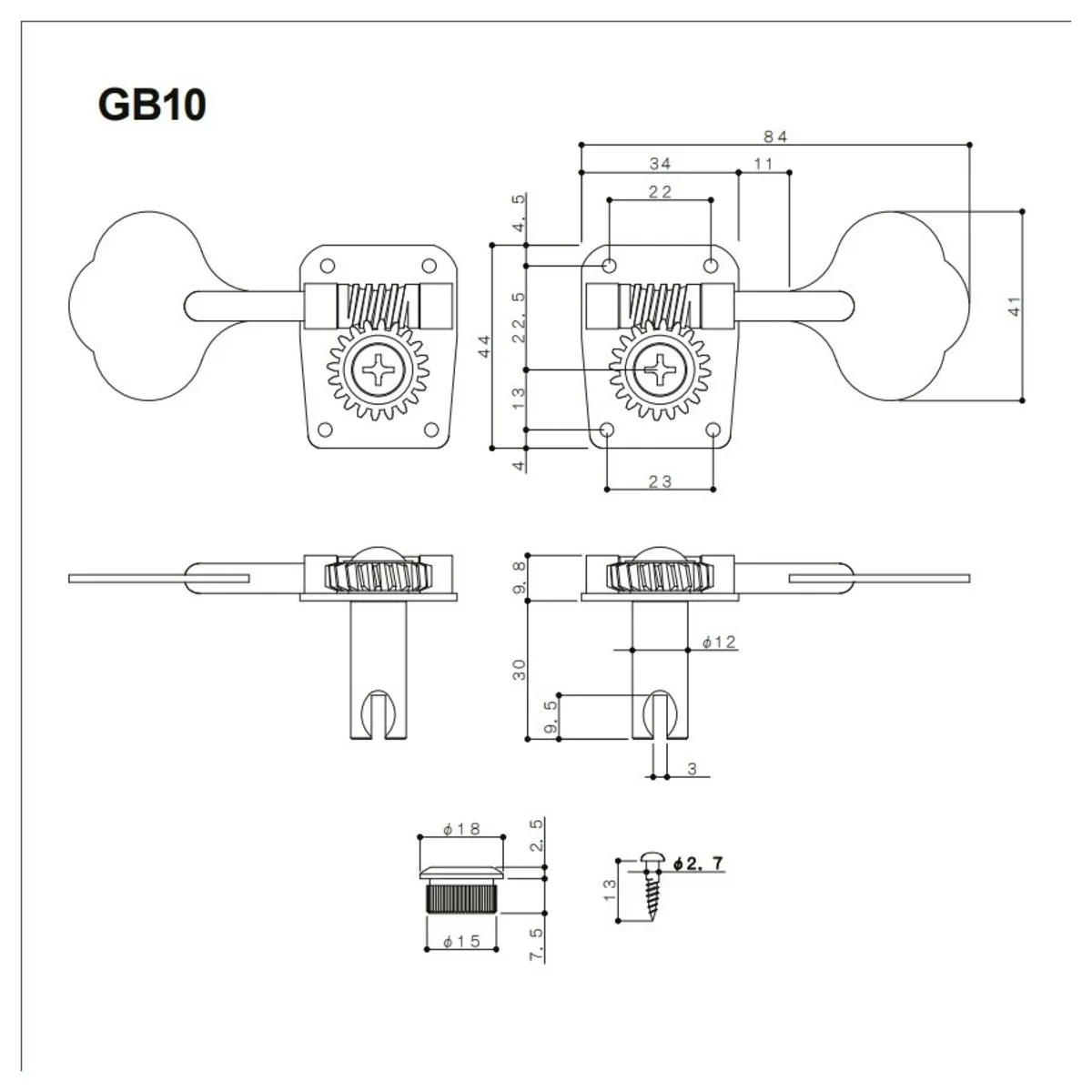 Gotoh GB10 Ladiaca Mechanika Pre Basgitaru Pravá Strana Nikel