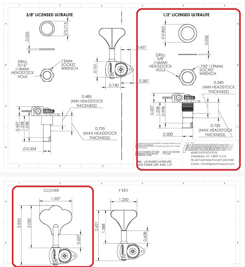 Hipshot Licensed Ultralite 1/2" Ladiaca mechanika pre Basgitaru / Ľavá strana / Lesklý Chrom Hipshot Licensed Ultralite 1/2" Ladiaca mechanika pre Basgitaru / Ľavá strana / Lesklý Chrom