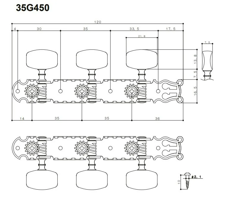 Gotoh 35P450 – Ladiace mechaniky pre klasickú gitaru, 6 mm, Nikel