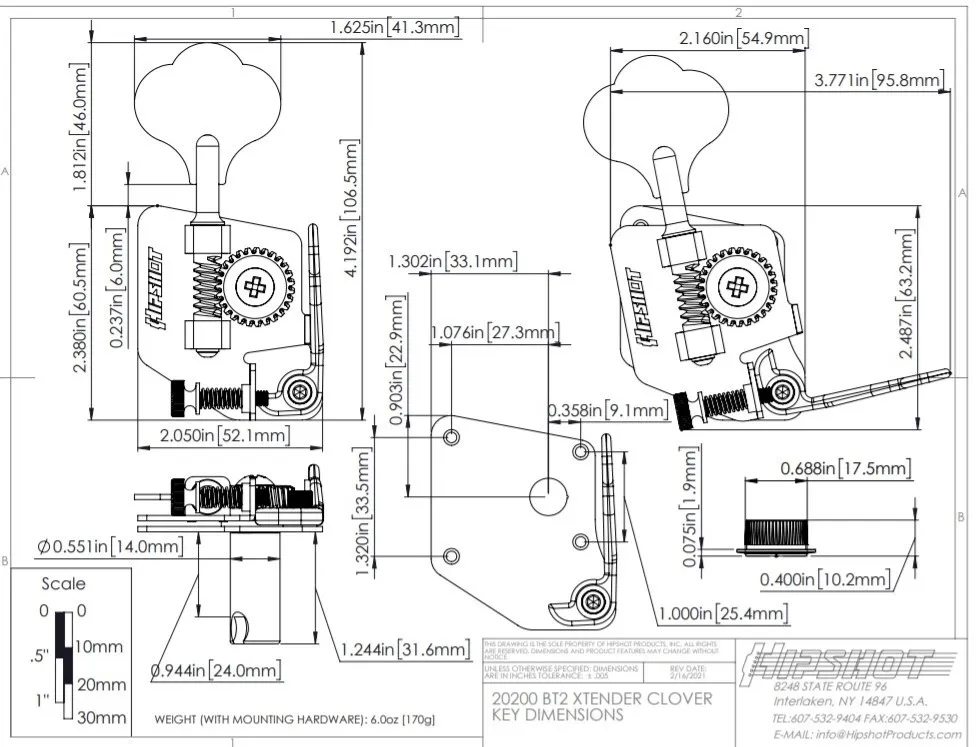 Hipshot BT2 Bass Xtender Nikel (20200N)