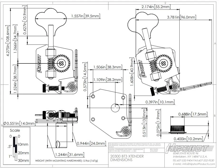 Hipshot BT3 Bass Xtender Chróm (20300C)