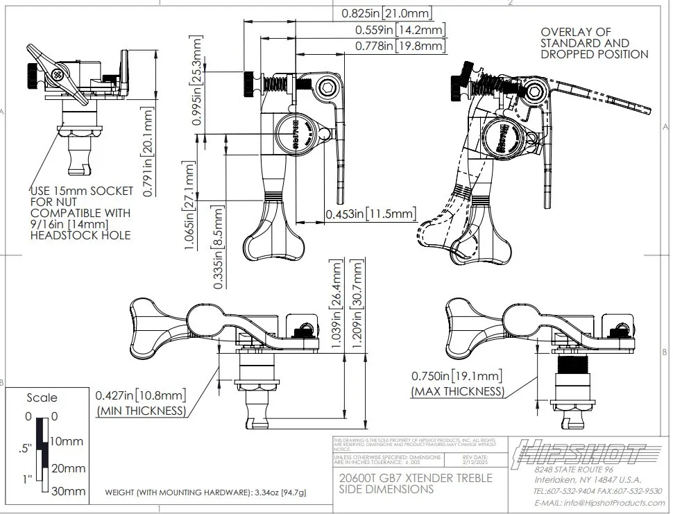 Hipshot GB7 Gotoh Bass Xtender Chróm (20600C)
