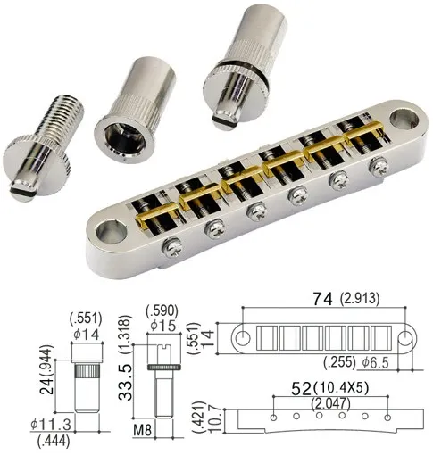 Gotoh AS103B-T – Kobylka Tune-O-Matic pre 6-strunovú gitaru Les Paul – Chróm