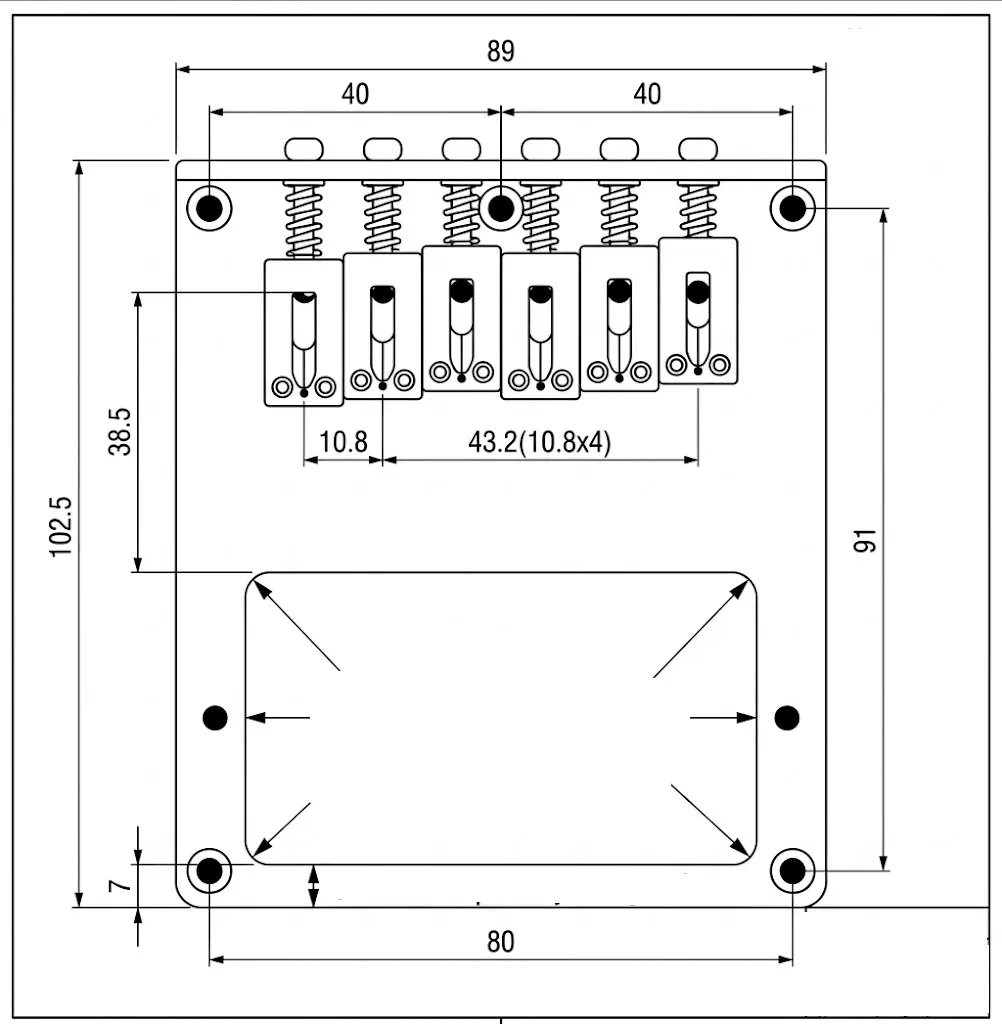 Partsland Pevná kobylka pre 6-strunovú gitaru typ Tele, Humbucker – Chróm