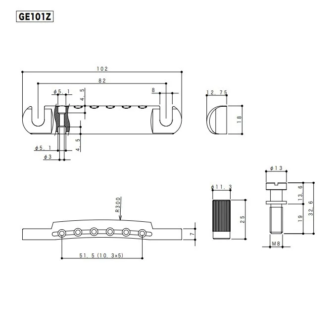 Gotoh GE101Z - Strunník Pre 6-strunovú gitaru Les Paul, Chróm