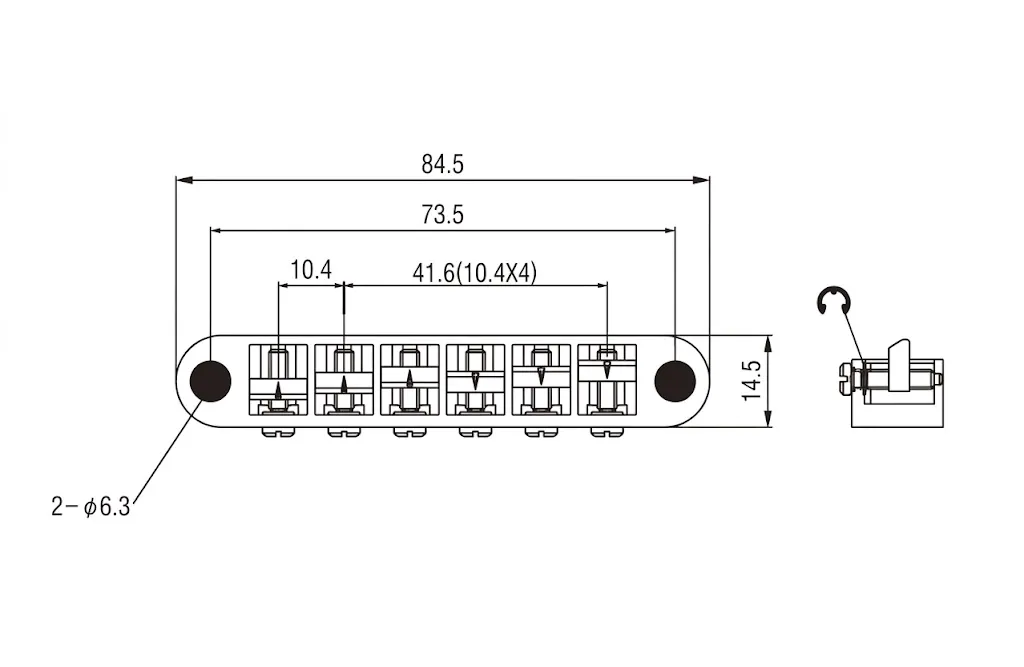 Partsland - Kobylka Tune-O-Matic Pre 6-strunovú Gitaru Typ Les Paul, Chróm