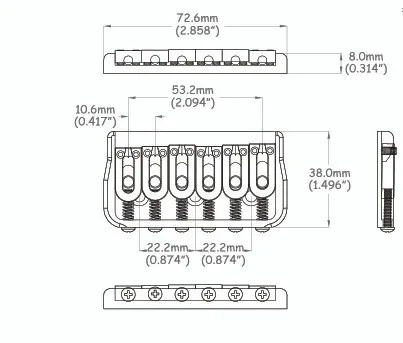 Partsland PGT6 BK – Pevná kobylka pre 6-strunovú gitaru typ ST, Čierna