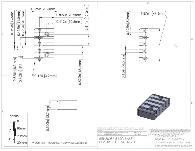 Hipshot– Kobylka pre 5-strunovú Bezhlavovú Basgitaru, Čierna (5H500B-750) Hipshot– Kobylka pre 5-strunovú Bezhlavovú Basgitaru, Čierna (5H500B-750)