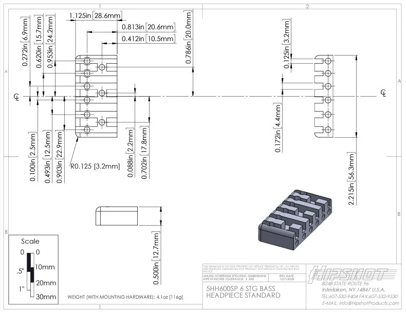 Hipshot – Kobylka pre 6-strunovú bezhlavovú basgitaru, Čierna (5H600B-708) Hipshot – Kobylka pre 6-strunovú bezhlavovú basgitaru, Čierna (5H600B-708)