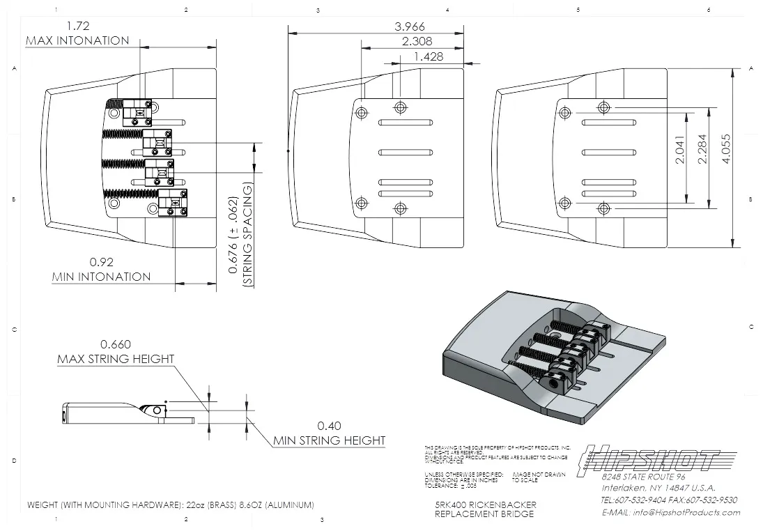 Hipshot Rickenbacker – Kobylka pre 4-strunovú Basgitaru, Chróm (5RK400BC) Hipshot Rickenbacker – Kobylka pre 4-strunovú Basgitaru, Chróm (5RK400BC)