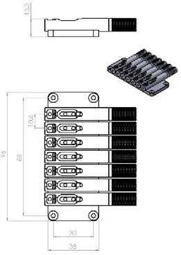 Nova Guitar Parts Pevná kobylka pre 7-strunovú Headless gitaru – Čierna