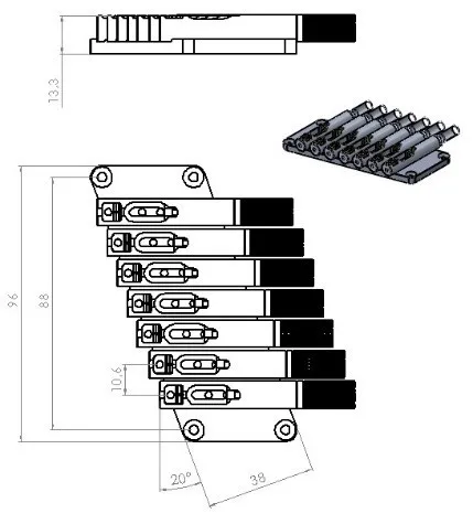 Nova Guitar Parts – Multiscale kobylka (7-strunová), Čierna