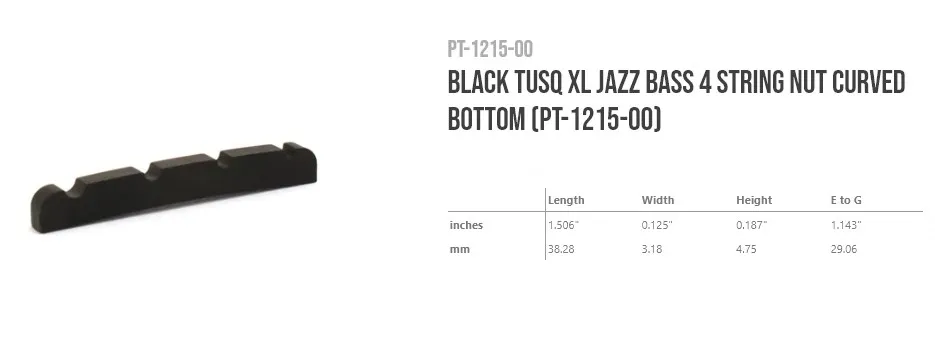 GraphTech PT-1215-00 Black TUSQ XL Nultý Pražec Typ JazzBass