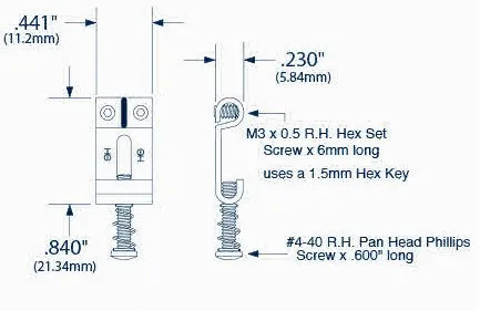 Highwood HG-11,2 CH – Oceľové sedlá pre 6-strunové kobylky (11,20 mm), Chróm