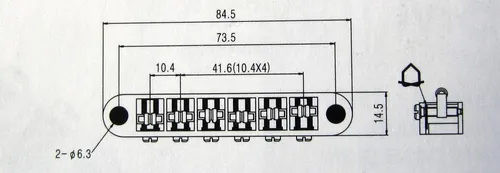 Partsland - Kobylka Tune-O-Matic Roller Pre 6-strunovú Gitaru Typ Les Paul, Čierna Partsland - Kobylka Tune-O-Matic Roller Pre 6-strunovú Gitaru Typ Les Paul, Čierna