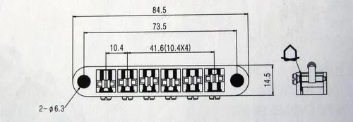 Partsland - Kobylka Tune-O-Matic Roller Pre 6-strunovú Gitaru Typ Les Paul, Chróm