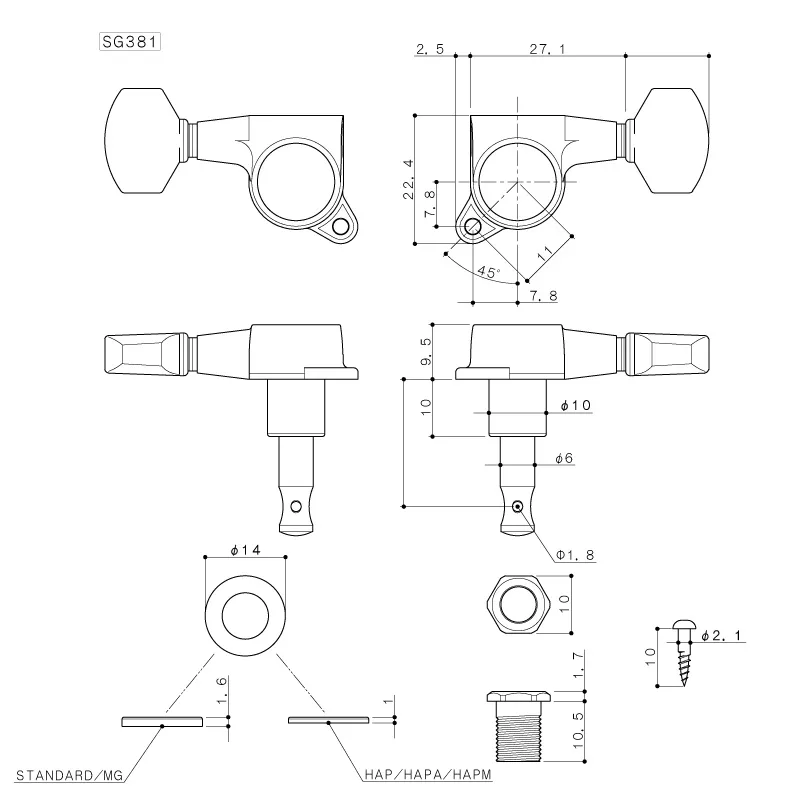 Gotoh SG381-07 Ladiaca Mechanika pre Gitaru Ľavá Strana Cosmo-black Gotoh SG381-07 Ladiaca Mechanika pre Gitaru Ľavá Strana Cosmo-black