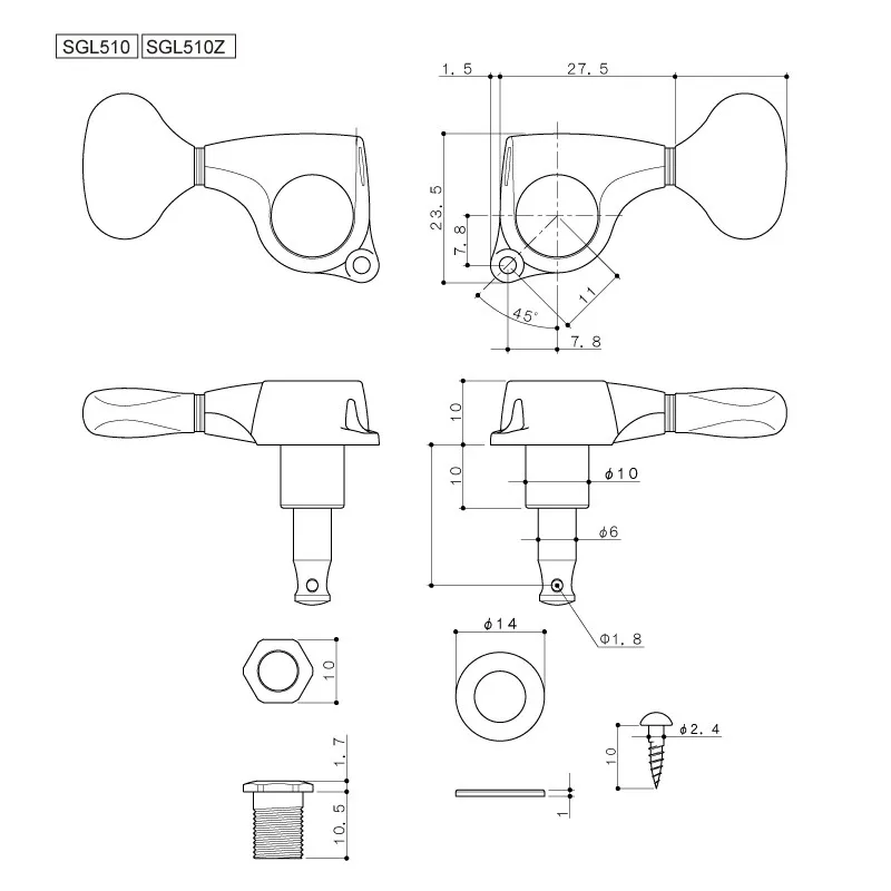 Gotoh SGL510-L5 – Prémiová sada ladiacich mechaník 3L+3R, Chróm