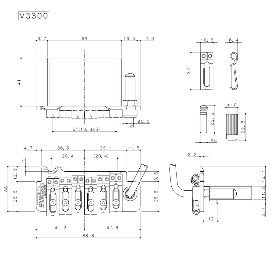 Wilkinson VG300 Tremolo Pre 6-strunovú Elektrickú Gitaru Chrom Wilkinson VG300 Tremolo Pre 6-strunovú Elektrickú Gitaru Chrom