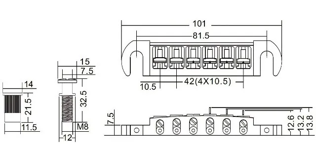 Partsland – Združená kobylka pre 6-strunovú gitaru, Nikel
