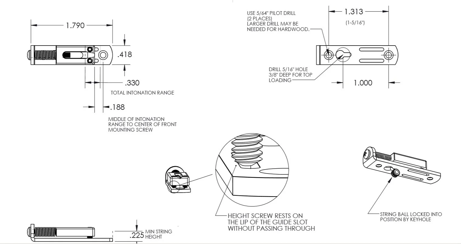 Hipshot 4S100C Solo – Samostatné sedlo pre gitaru, Chróm