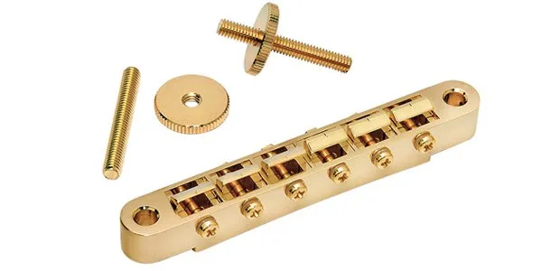 Gotoh GE104B – Kobylka Tune-O-Matic pre 6-strunovú gitaru Les Paul, Zlatá