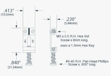 Highwood HG-10,5 NI – Oceľové sedlá pre 6-strunové kobylky (10,50 mm), Nikel