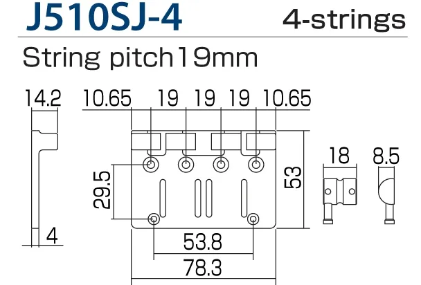 Gotoh 510SJ-4 – Kobylka pre 4-strunovú basgitaru, Zlatá Gotoh 510SJ-4 – Kobylka pre 4-strunovú basgitaru, Zlatá