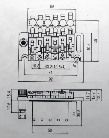 Partsland FRT20 – 6-strunový tremolo systém (Floyd Rose Style), Zlatý Partsland FRT20 – 6-strunový tremolo systém (Floyd Rose Style), Zlatý