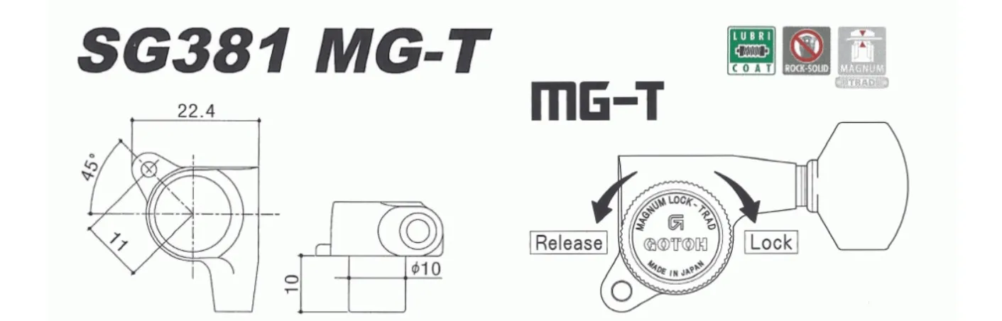 Gotoh SG381-07 MG-T Uzamykacia Ladiaca Mechanika pre Gitaru Pravá Strana 21,5mm Zlatá Otvor na hlave (pre mechaniku): Gotoh SG381-07 MG-T Uzamykacia Ladiaca Mechanika pre Gitaru Pravá Strana 21,5mm Zlatá Otvor na hlave (pre mechaniku):