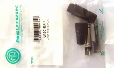 Neutrik NP2C-BAG Jack 6,3 mm, Čierna-Nikel Neutrik NP2C-BAG Jack 6,3 mm, Čierna-Nikel