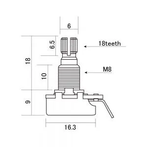 Partsland Potenciometer A(log)500K