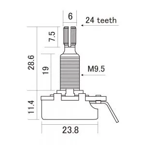 CTS Potenciometer A(log)500K Long CTS Potenciometer A(log)500K Long