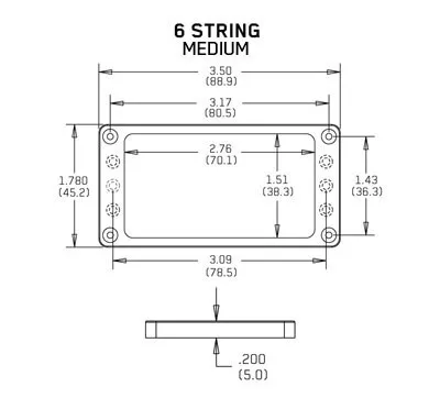 EMG Flat 6 M Plastový Rámik pre snímač Humbucker Biela EMG Flat 6 M Plastový Rámik pre snímač Humbucker Biela